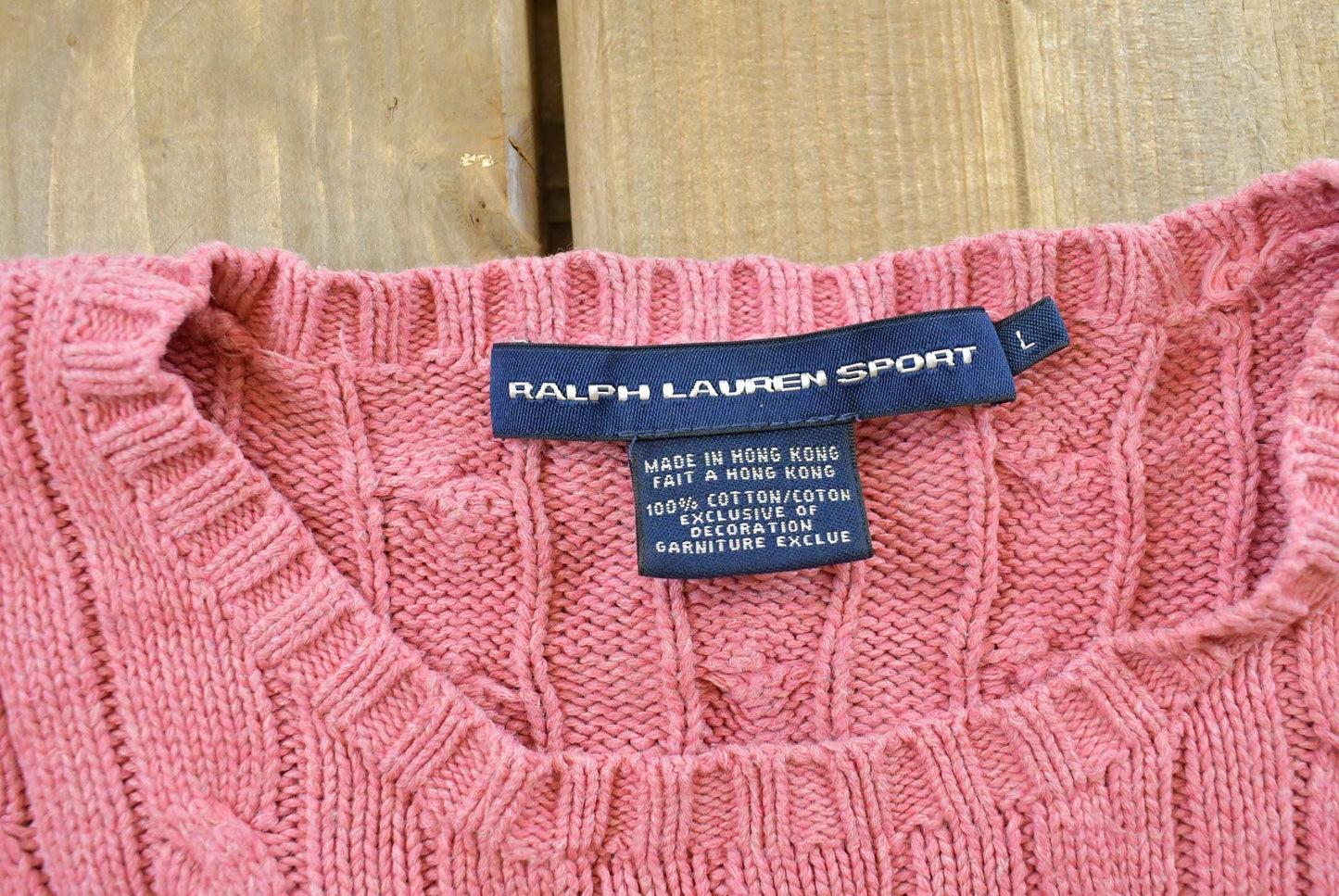 Vintage 1990s Ralph Lauren Sport Cable Knit Cotton T-Shirt Women's S