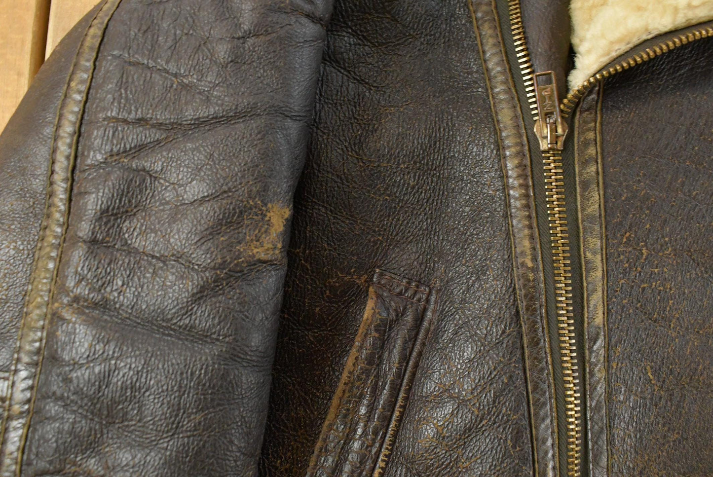 Vintage 1970s Sheepskin Shearling Leather Fur Jacket Men's L