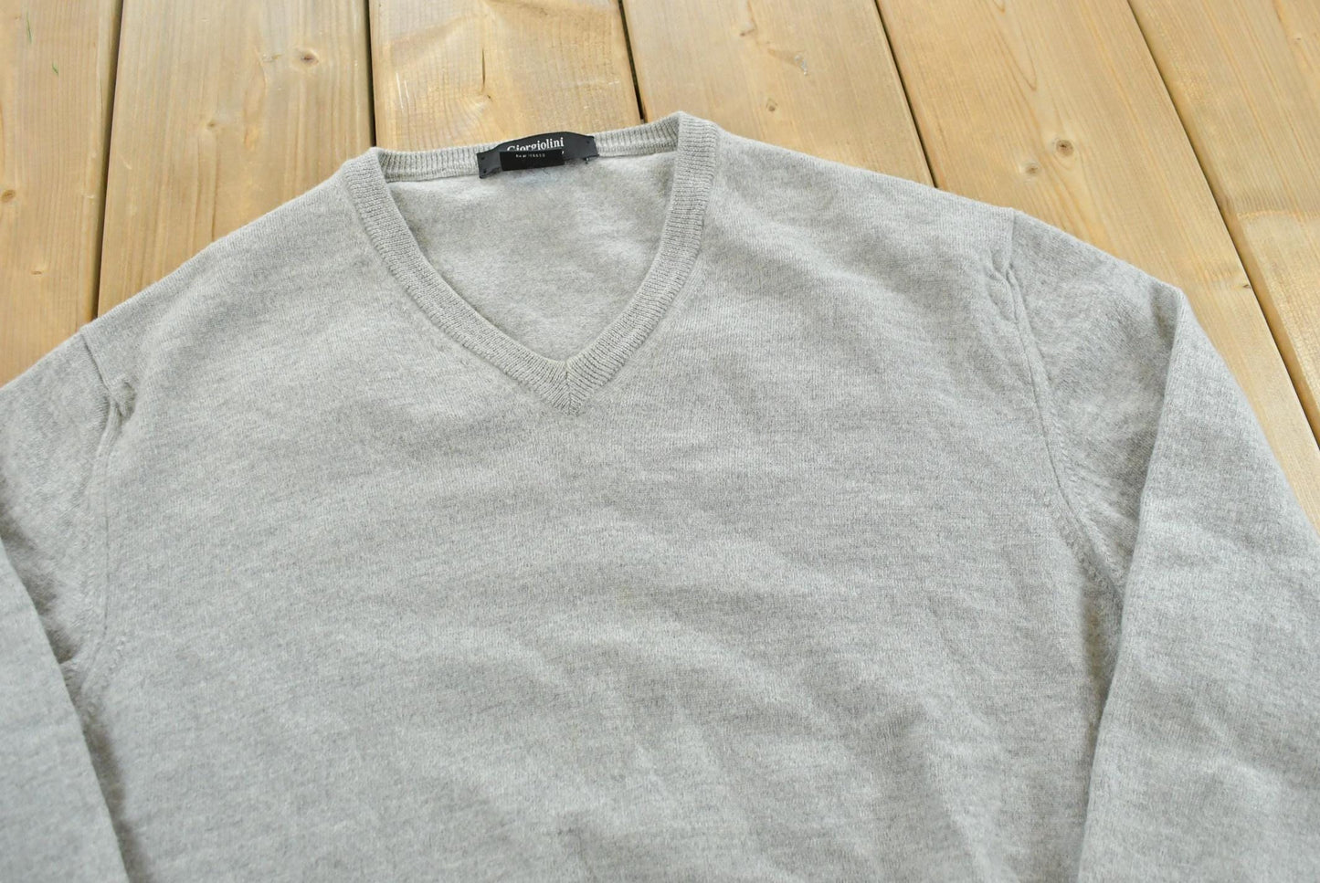 Vintage 1990s Giorgiolini V-Neck Merino Wool Knit Sweater Men's S