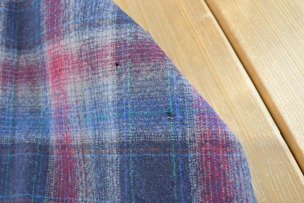 Vintage 1980s Pendleton Wool Plaid Flannel Button Up Shirt Men's L