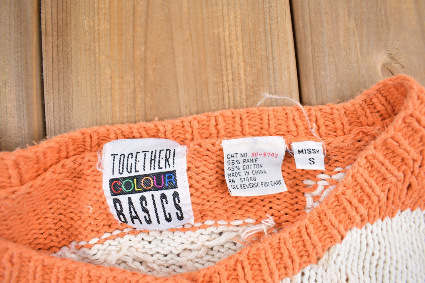 Vintage 1990s Orange Abstract Pattern Cardigan Sweater Women's S