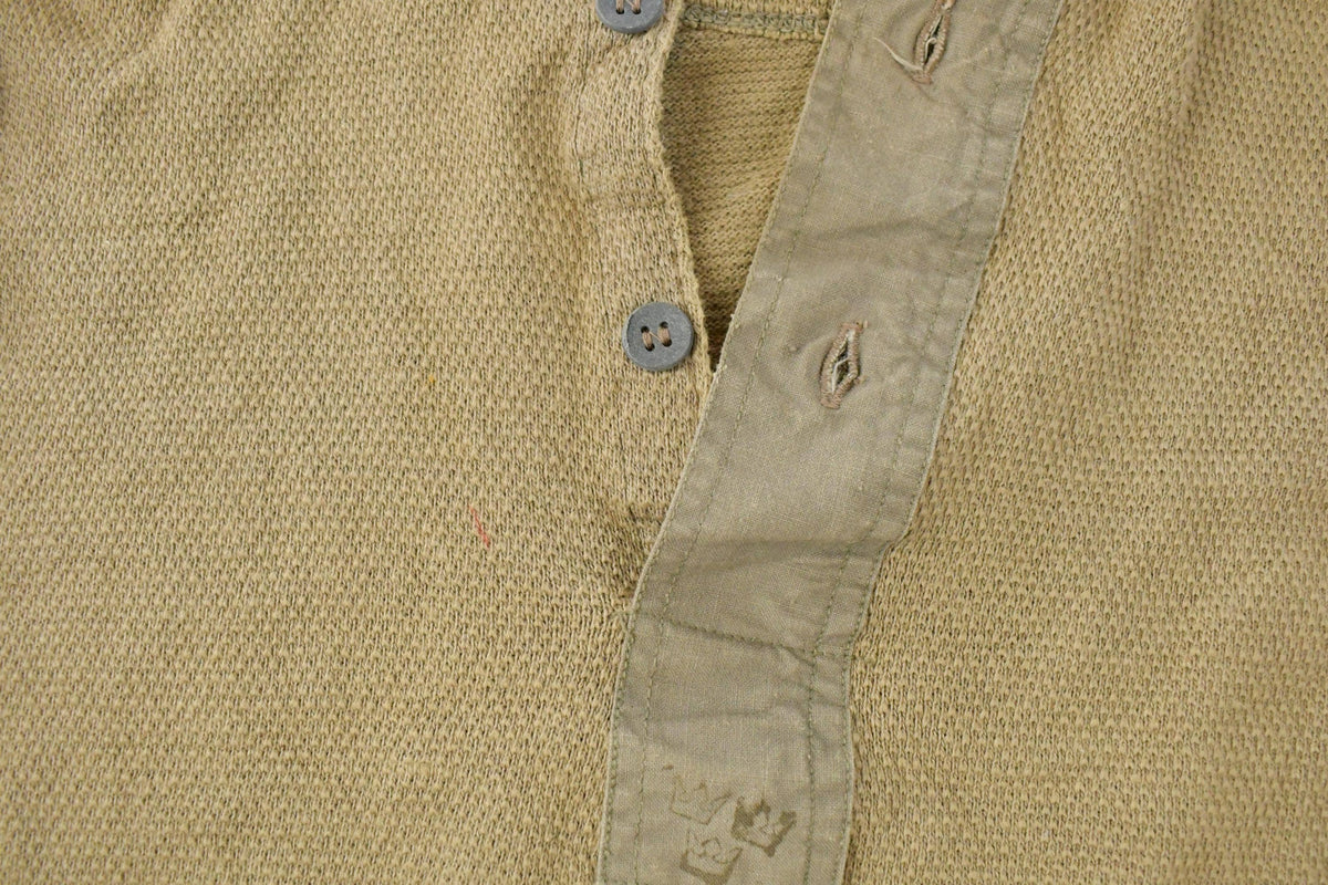 Vintage 1950s Military Undershirt Henley Long Sleeve Shirt Men's Large