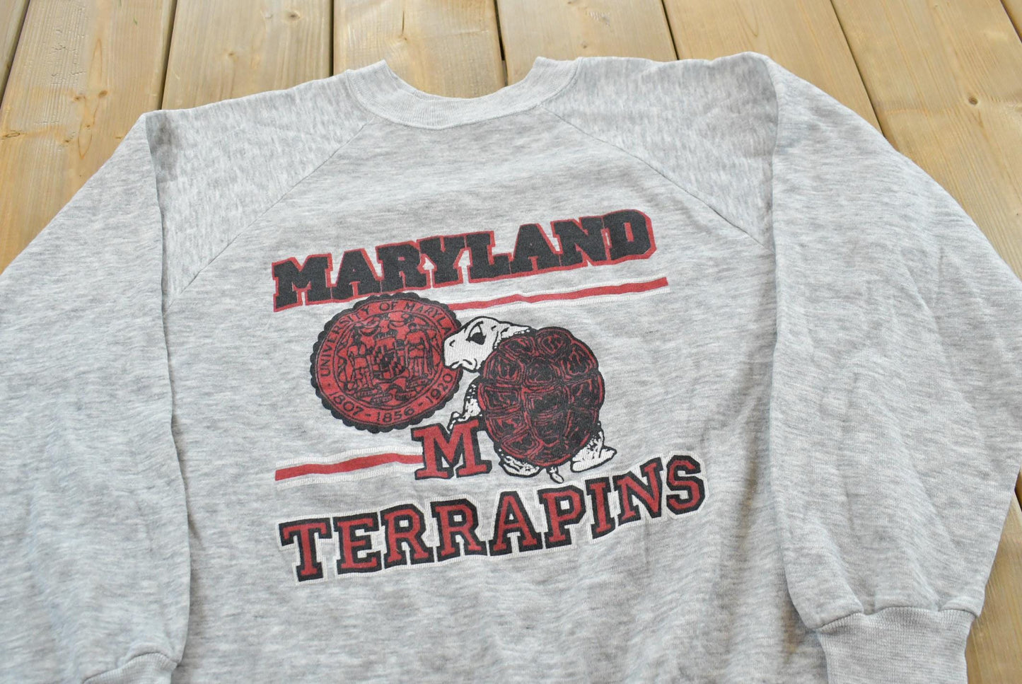Vintage 1980s University Of Maryland Terrapins Collegiate Crewneck Raglan Sweatshirt Men's M