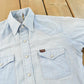 Vintage 1980s Wrangler Denim South Western Style Pearl Snap Button Up Chambray Short Sleeve Shirt Mens M