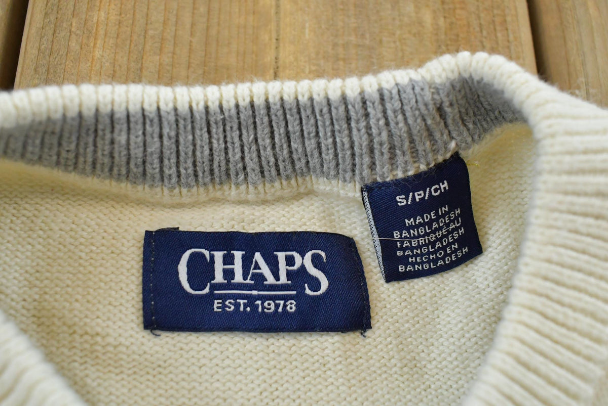 Vintage 2000s Chaps Ralph Lauren American Flag Embroidered Cotton Knit Sweater Men's S