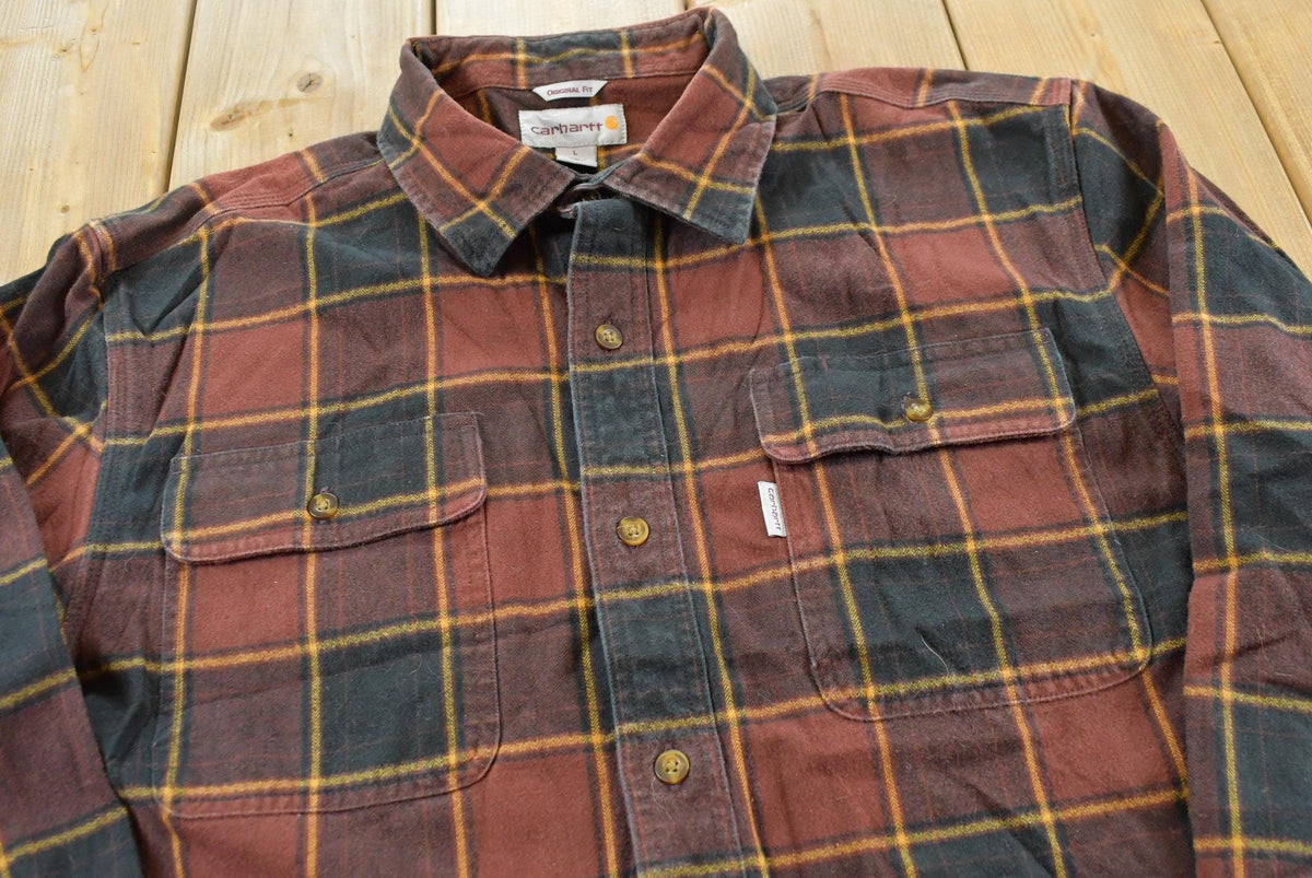 Vintage 2000s Carhartt Plaid Button Up Flannel Shirt Men's L