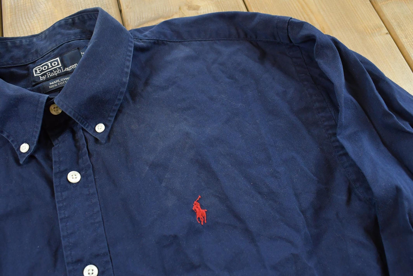 Vintage 1990s Ralph Lauren Marlowe Blue Button Down Shirt Men's XL