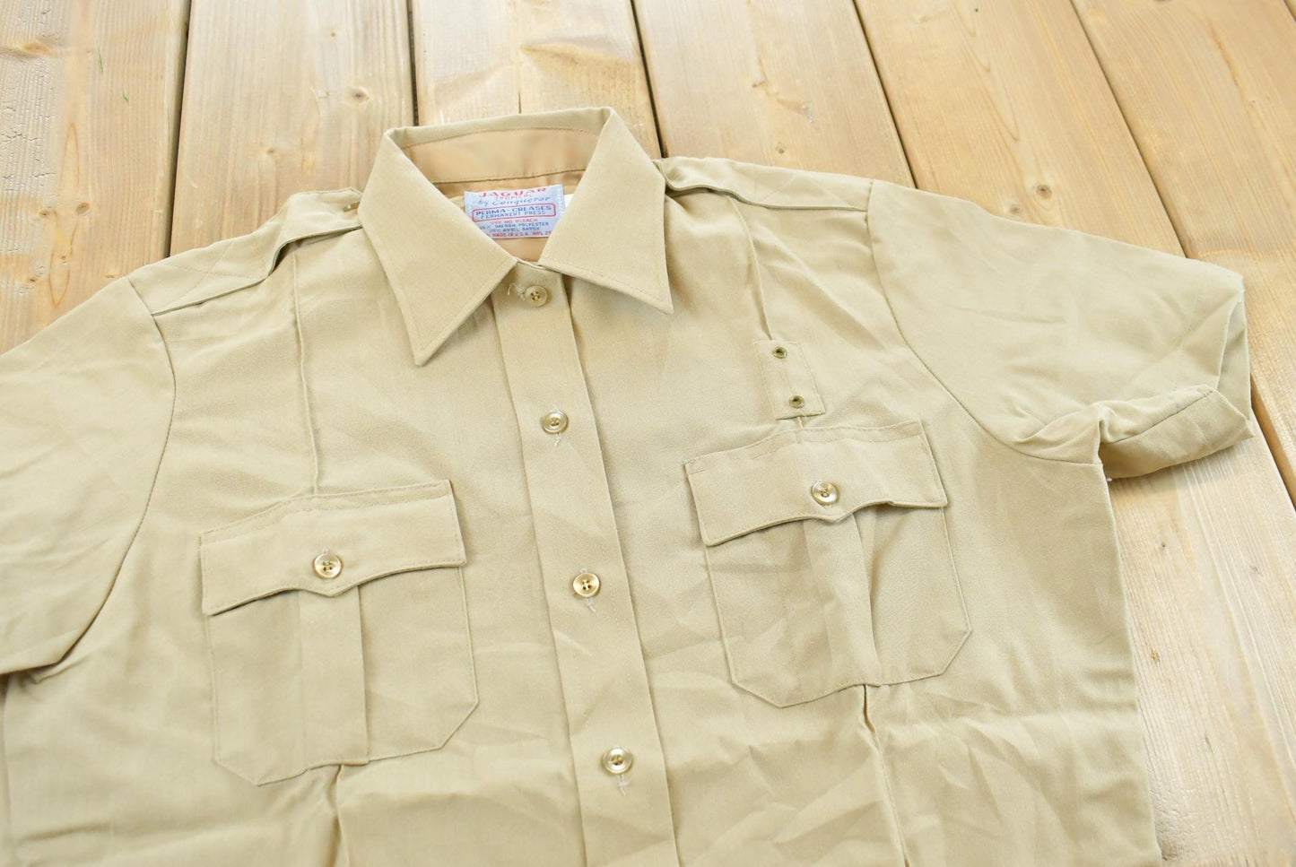 Vintage 1980s Jaguar Tropical by Conqueror Button Up Beige Safari Style Shirt Men's Men's Medium