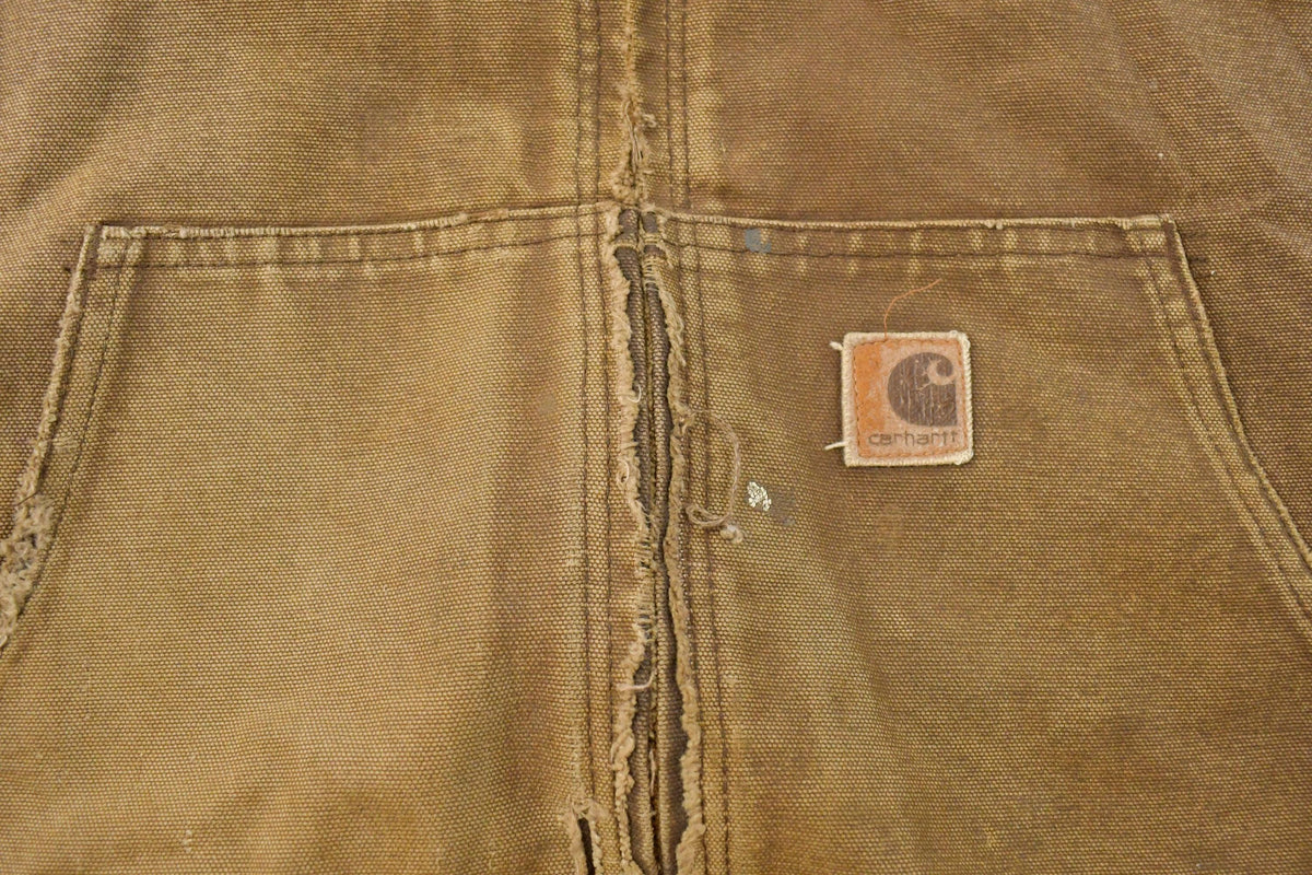 Vintage 1990s Distressed Carhartt Hooded Jacket Men's XL