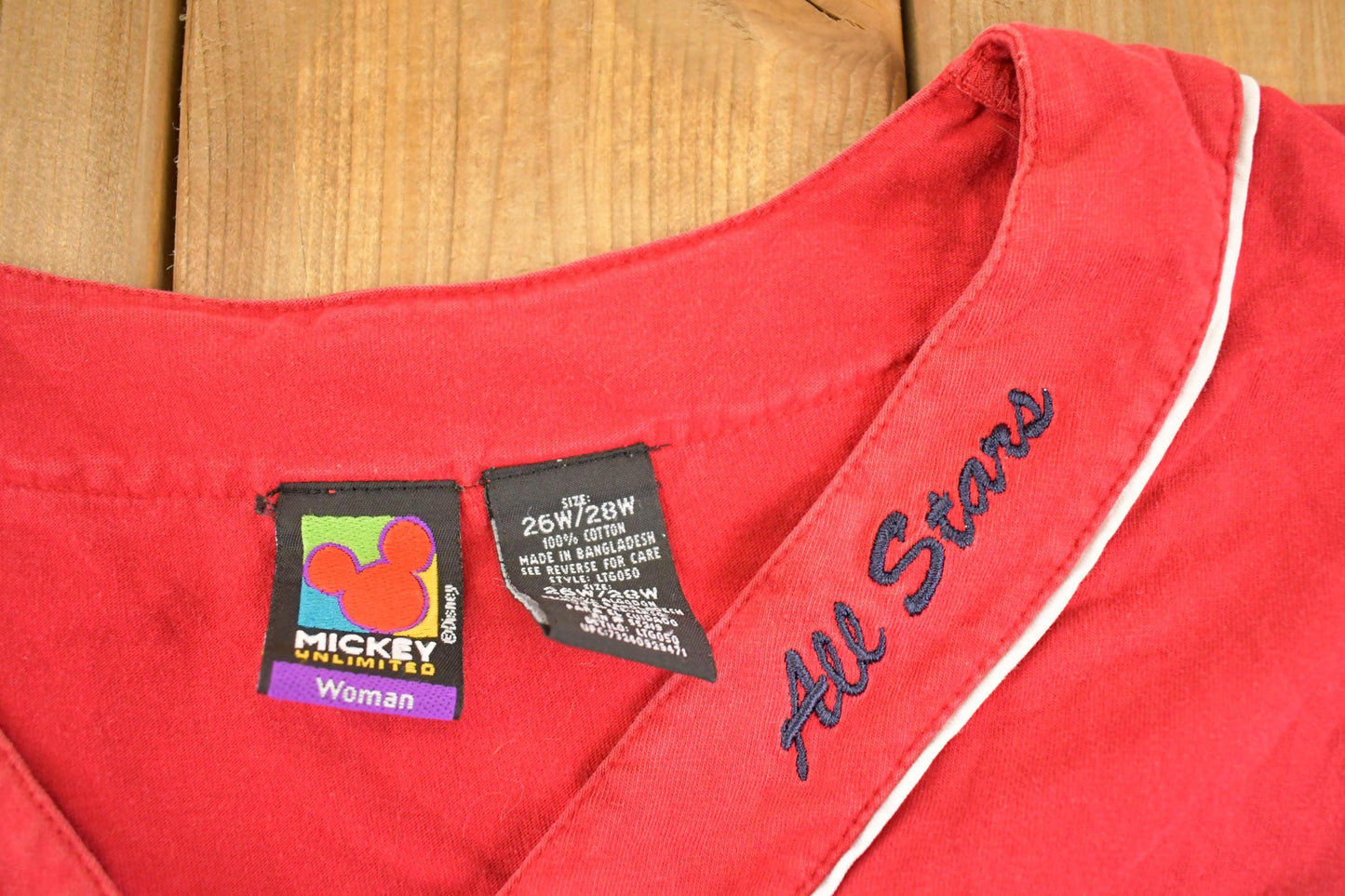 Vintage 1990s Mickey Mouse Team Player Button Up Baseball Jersey Men's XXL