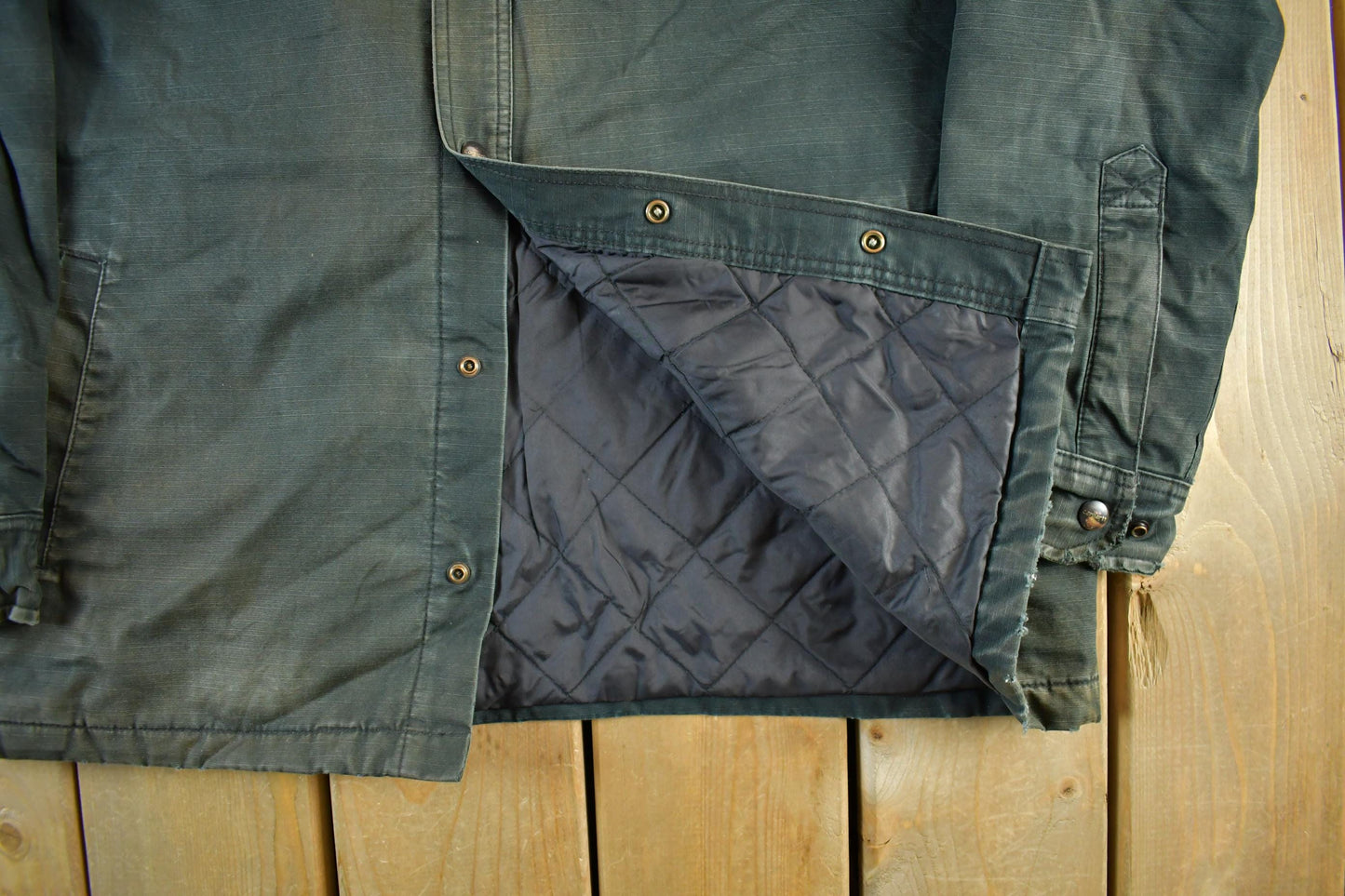 Vintage 1990s Distressed Sun Faded Carhartt Lined Shirt Jacket Men's Large