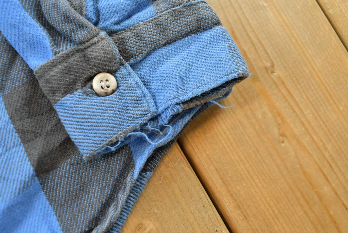 Vintage 1990s Blue Buffalo Check Plaid Flannel Button Up Shirt Men's M