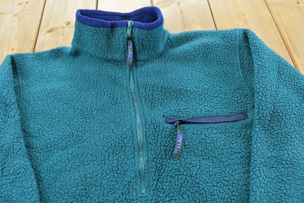 Vintage Y2K LL Bean Quarter Zip Fleece Outdoorsman Sweater Men's M