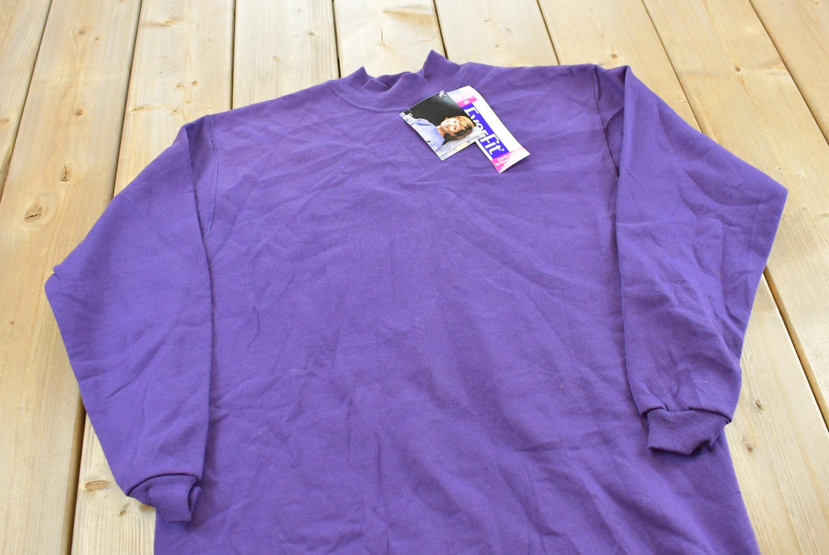 Vintage 1990s Deadstock Hanes Her Way Blank Purple Crewneck Sleep Sweatshirt Women's M Long