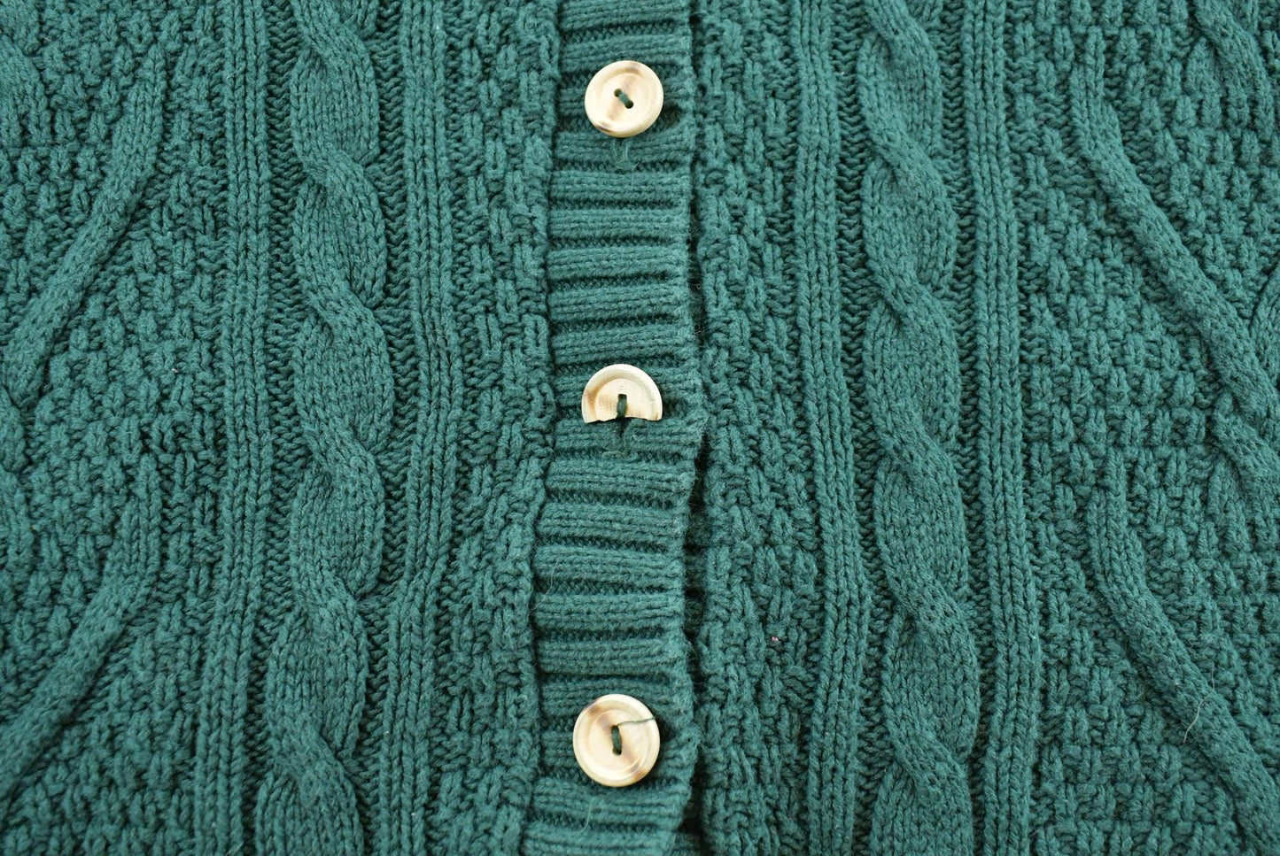 Vintage 1990s Huntington Ridge Cable Knit Cotton Cardigan Sweater Women's M