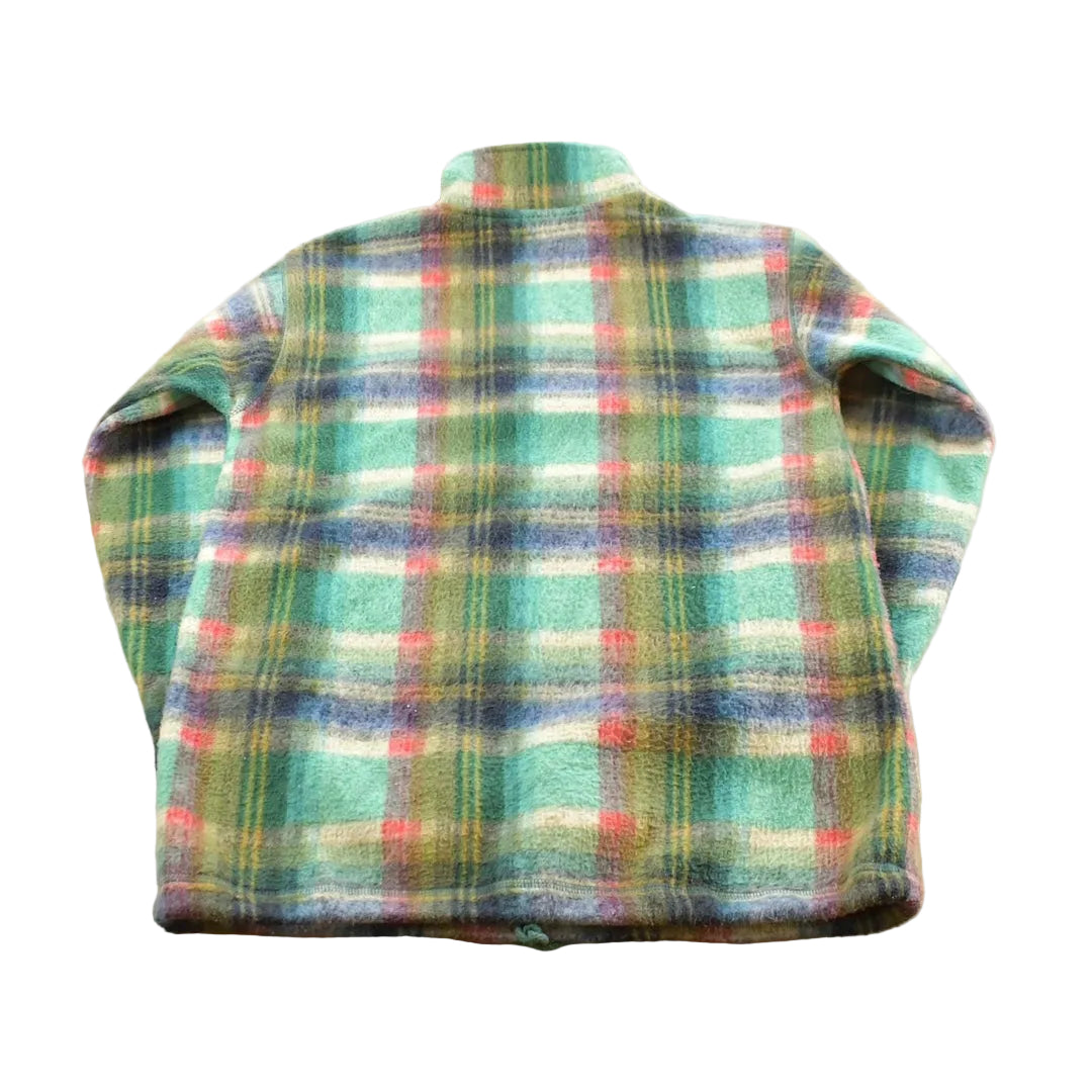 Vintage 1990s Cherrys Plaid Quarter Zip Fleece Sweater Men's S