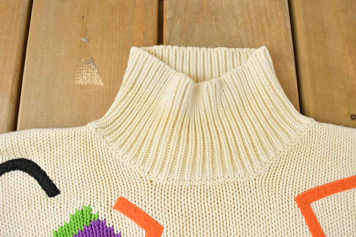 Vintage 1990s Espirit Sport Abstract Pattern Knit Mock Neck Sweater Men's M-L