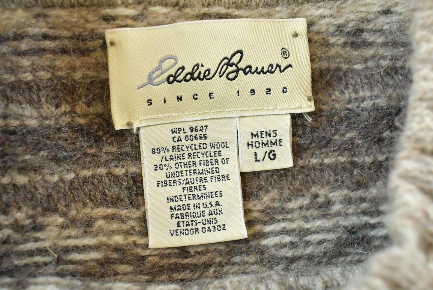 Vintage 1990s Eddie Bauer Wool Knit Striped Crewneck Sweater Men's M