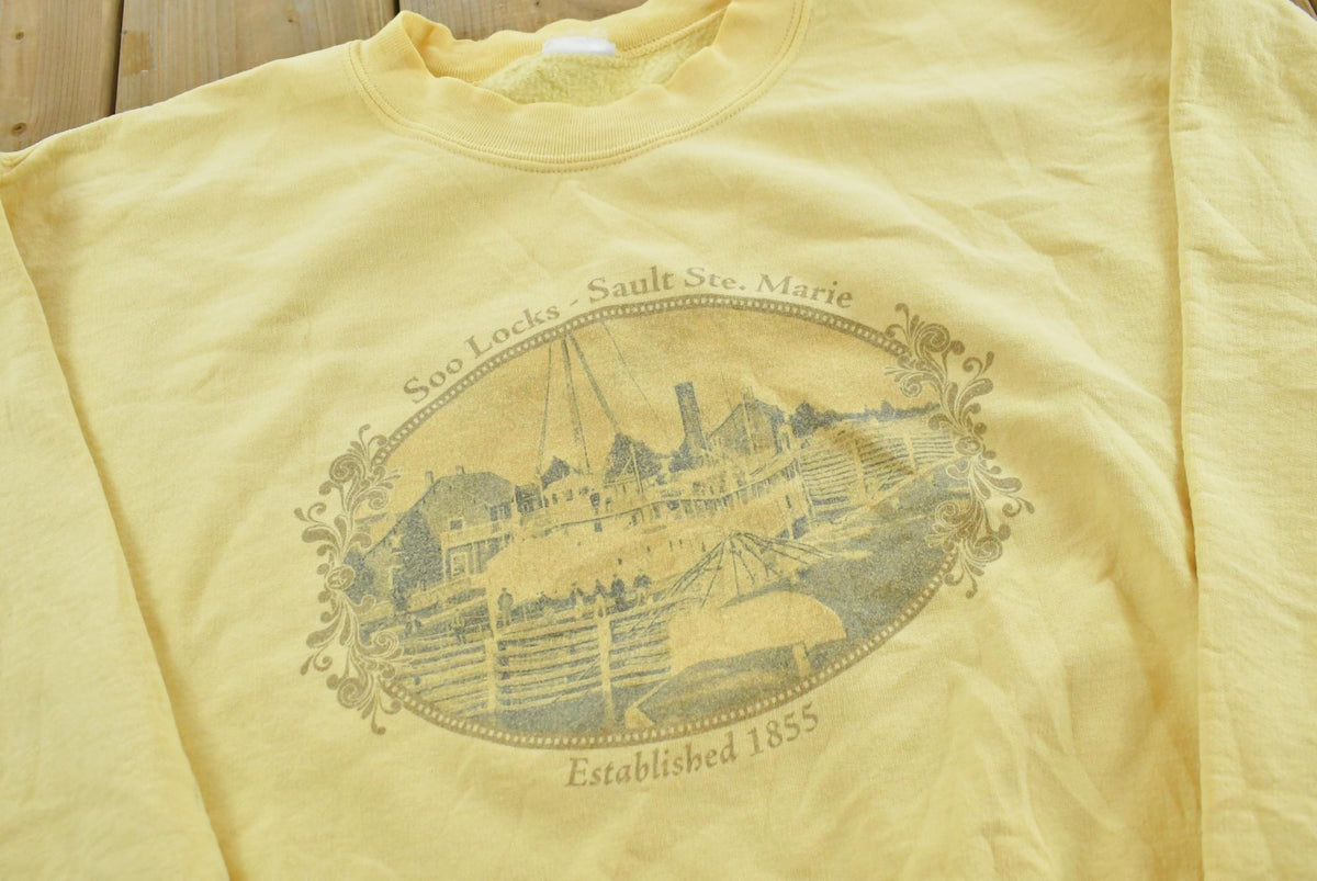 Vintage 1990s Sault Ste Marie Soo Locks Crewneck Sweatshirt Men's L