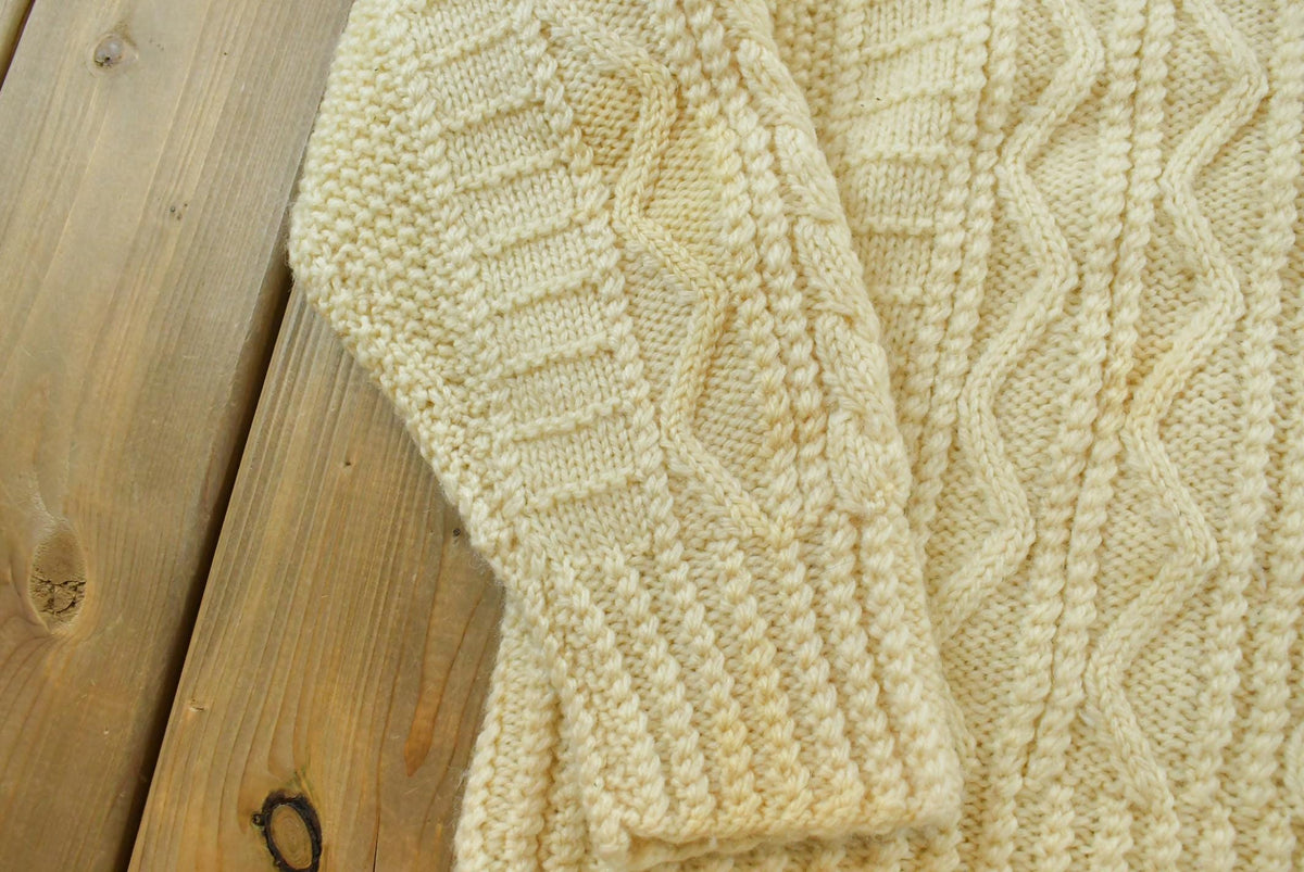 Vintage 1980s Wool 3D Cable Knit Sweater Men's M