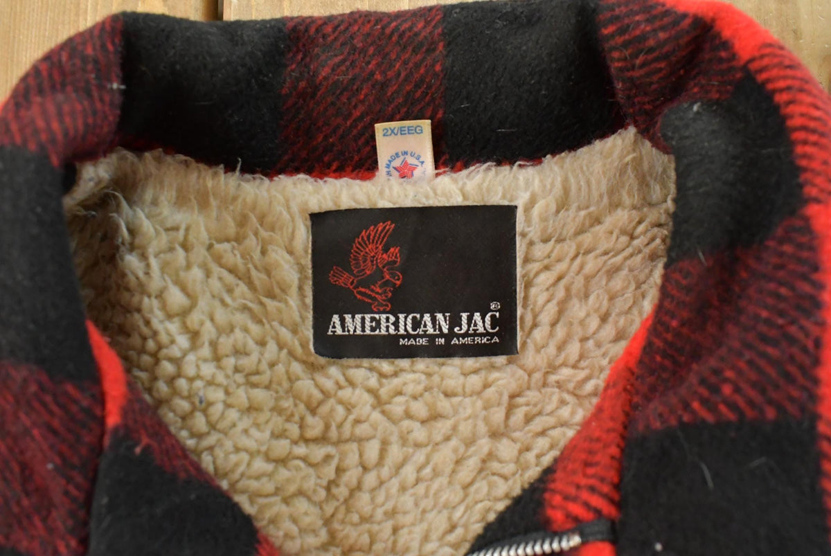 Vintage 1980s American Jac Buffalo Plaid Wool Hunting Jacket Men's 2XL