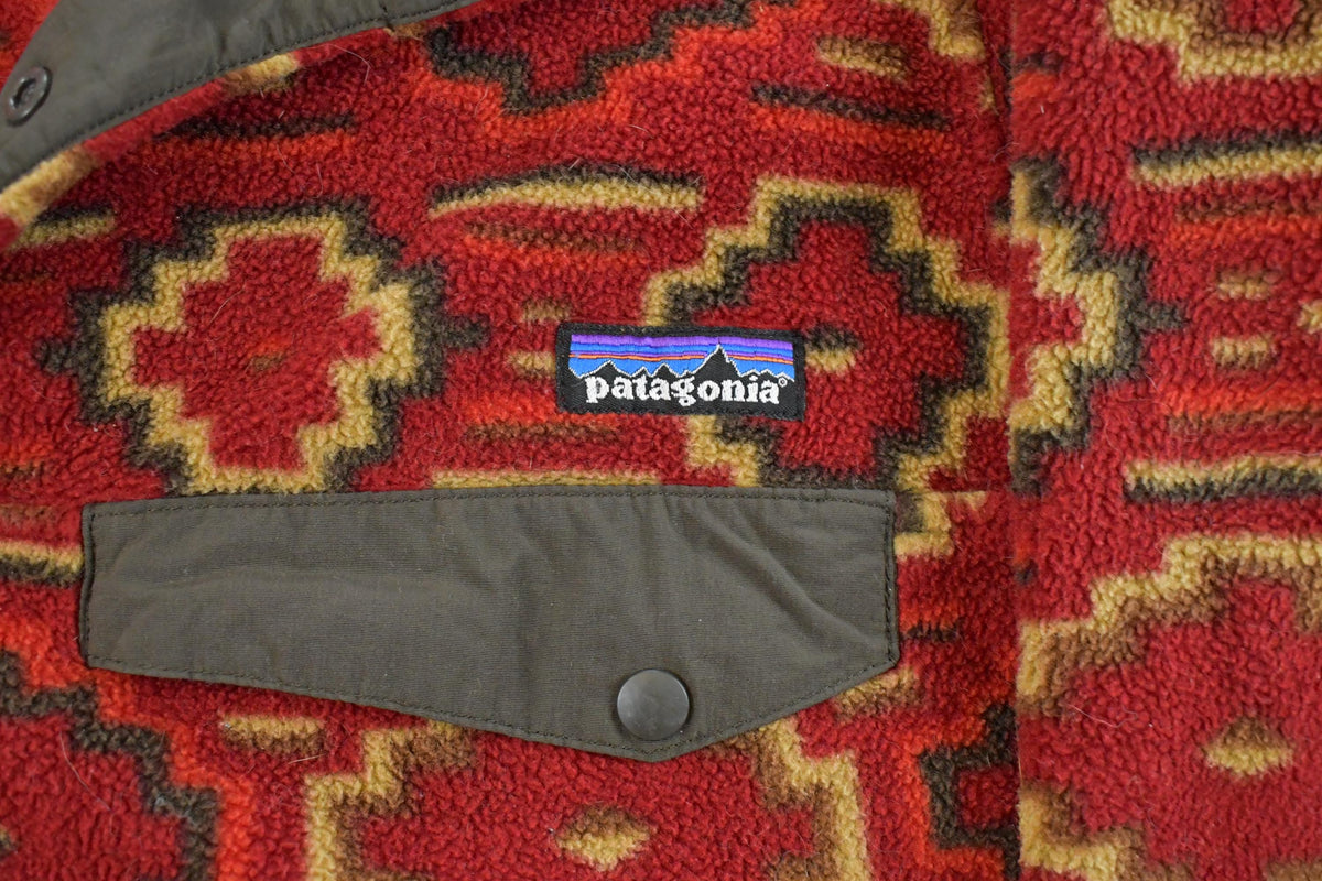 Vintage 2000s Patagonia Synchilla Aztec Yanaba Molten Lava Tribal Fleece Snap T Sweater Men's XS / All Over Print / Outdoors Sweatshirt