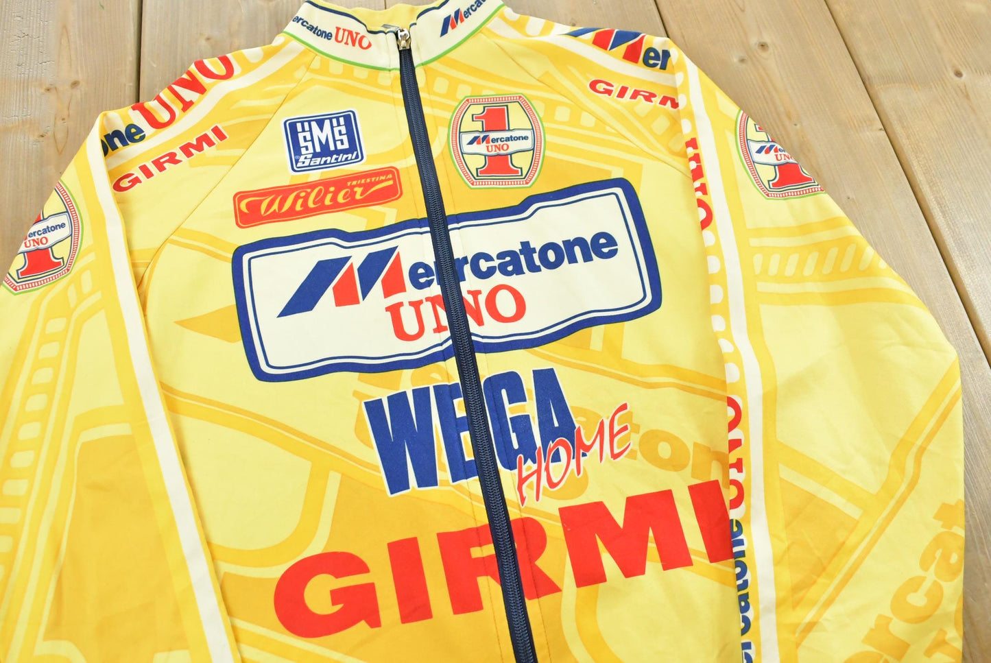 Vintage 1997 Santini Mercatone Long Sleeve Full Zip Cycling Jersey Men's L