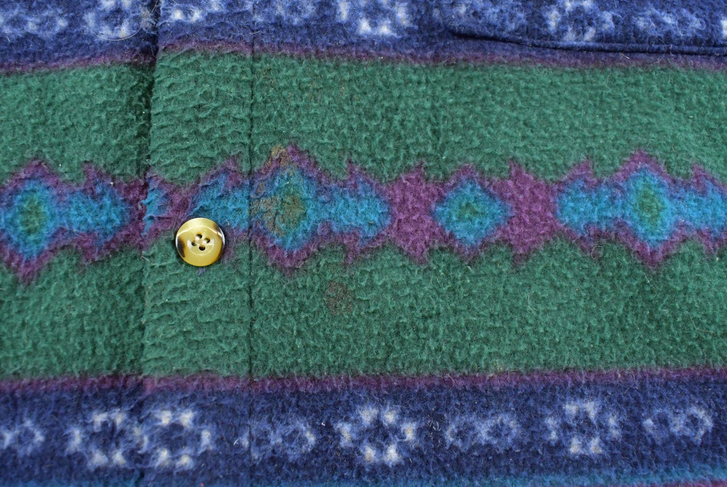 Vintage 1990s Santana Aztec Fleece Button Up Shirt Men's L