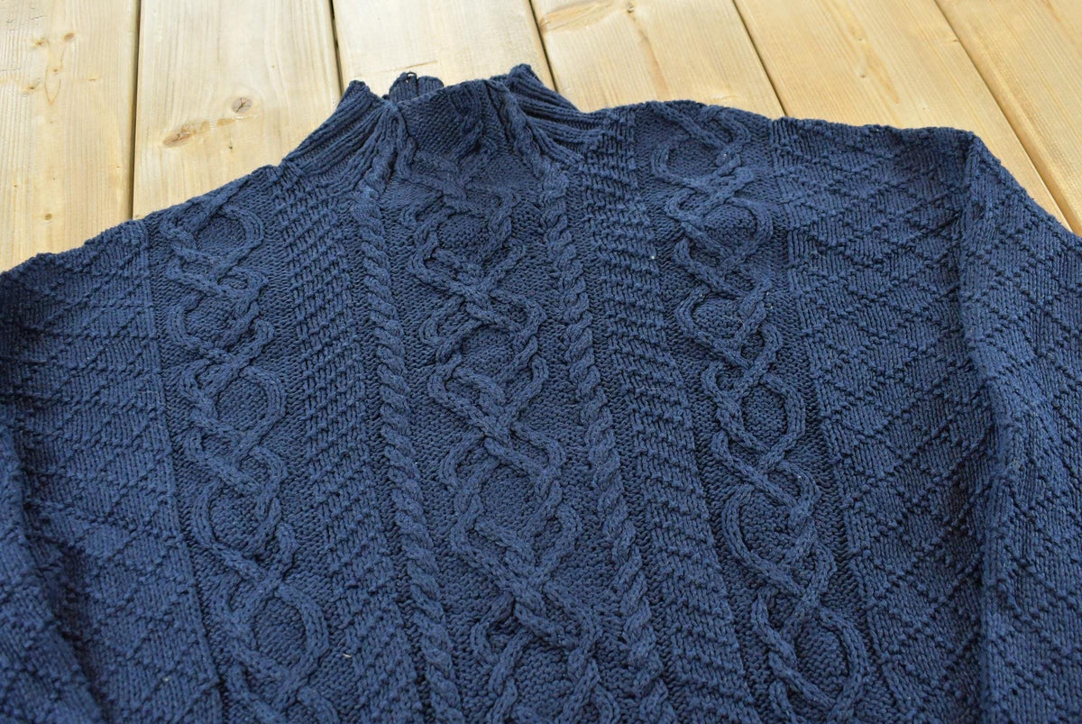 Vintage 2000s Laura Ashley Cotton 3D Cable Knit Sweater Women's L