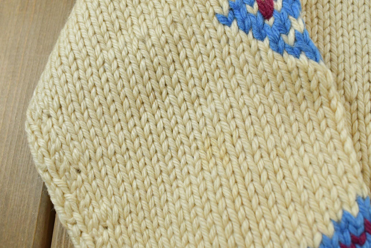True Vintage 1960s Cowichan Pueblo Hand Knit Wool Shawl Collar Full Zip Sweater Men's S
