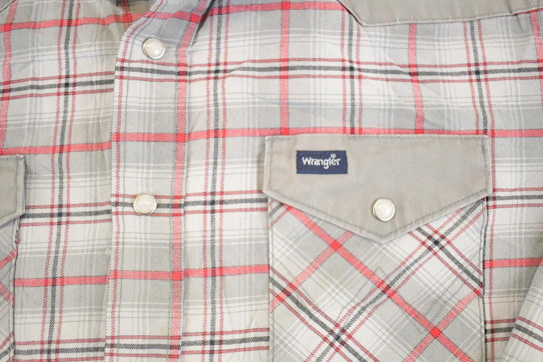 Vintage 1990s Wrangler Western Plaid Button Up Shirt Men's M