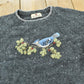 Vintage 1990s Woolrich Embroidered Blue Jay Bird Knit Sweater Women's L