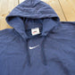 Vintage 1990s Distressed Nike Middle Mini Swoosh Embroidered Center Check Hoodie Sweatshirt Men's L