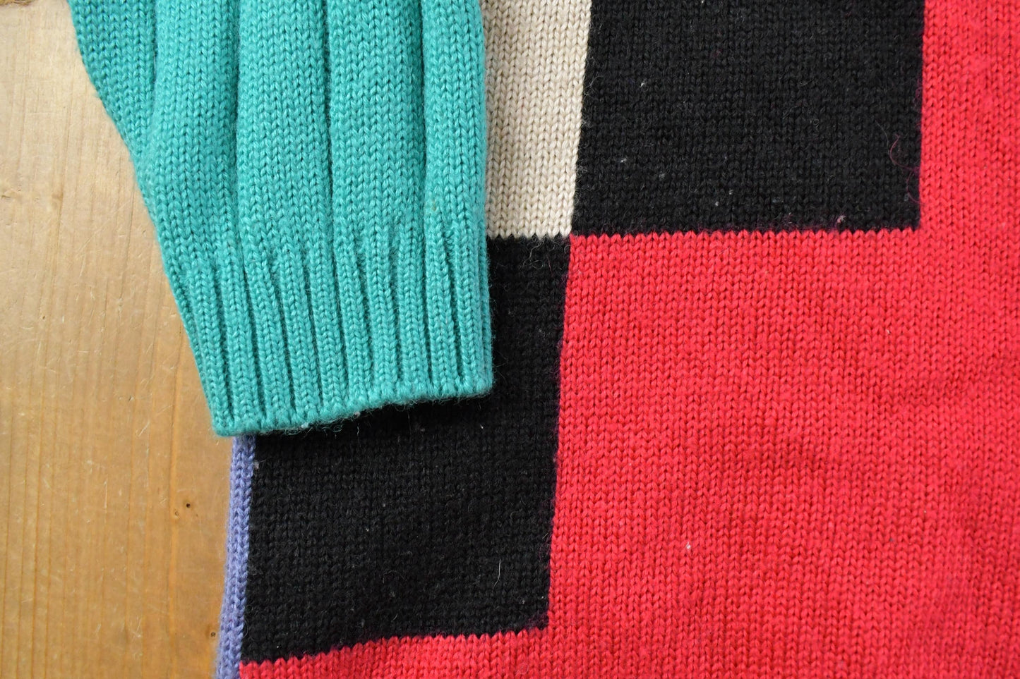 Vintage 1990s Together Checkered Turtle Neck Knit Sweater Womens S