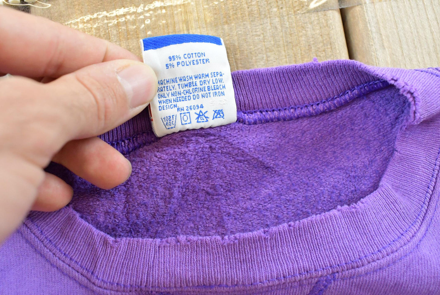 Vintage 1990s Champion Script Logo Purple Crewneck Sweatshirt Men's Medium