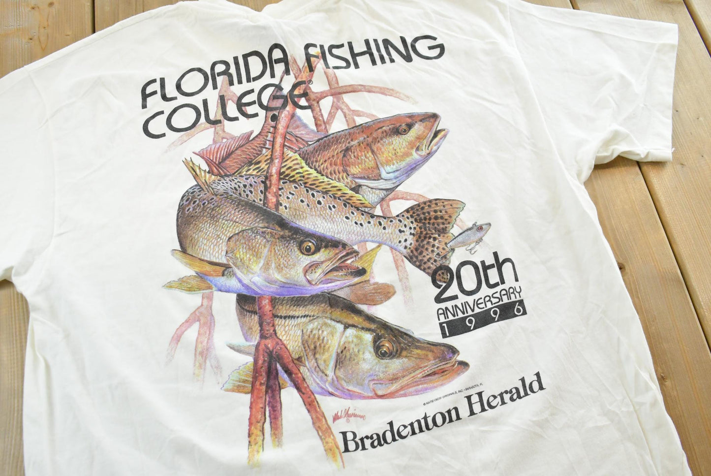 Vintage 1996 Florida Fishing College Souvenir T-Shirt Mens L