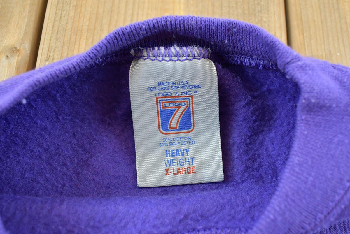 Vintage 1990s Logo 7 Minnesota Vikings Embroidered Crewneck Sweatshirt Men's XL