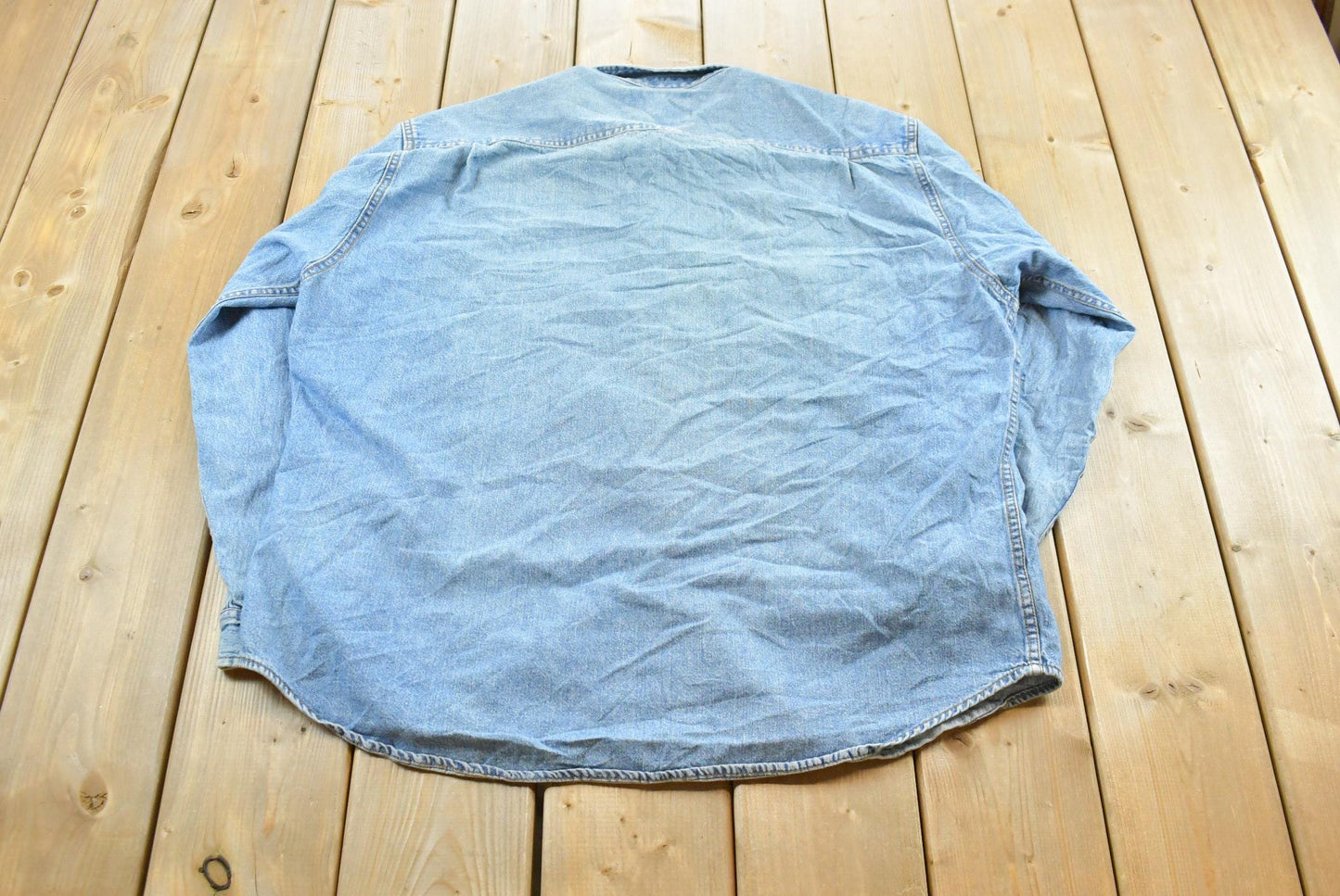Vintage 1990s Levis Red Tab Denim Button Up Shirt Men's XL / Western Style / 90s Streetwear / Made in Hong Kong