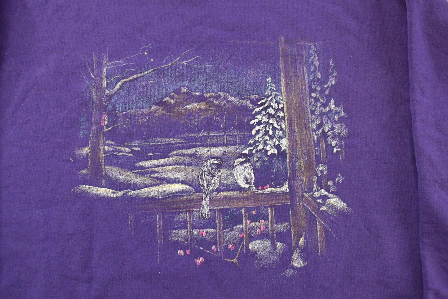 Vintage 1990s Northern Reflections Winter Birds Nature Graphic Crewneck Sweater Men's M