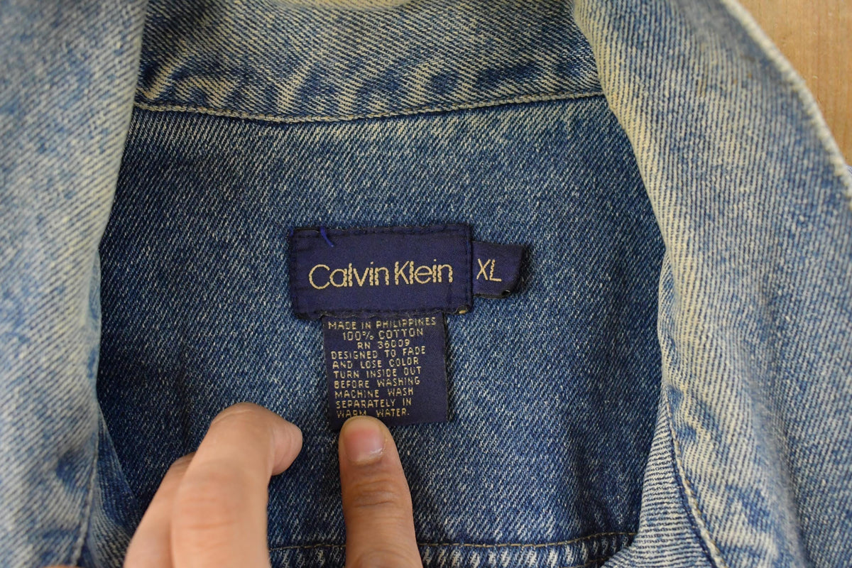 Vintage 1990s Calvin Klein Denim Jean Trucker Jacket Men's L-XL