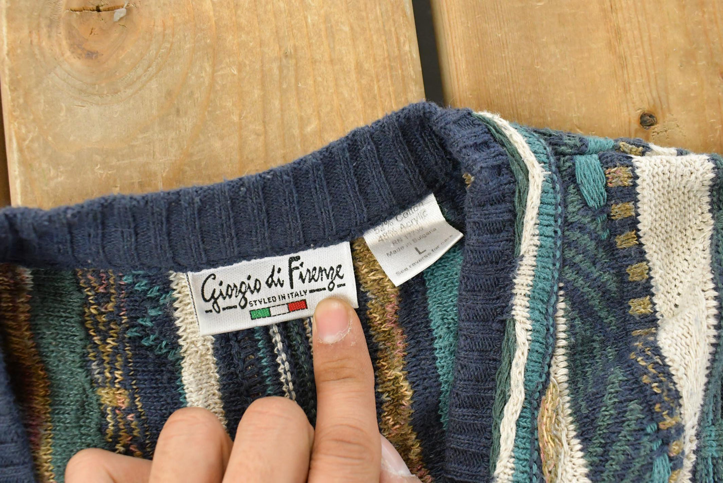 Vintage 1990s Giorgio di Firenze 3D Cable Knit Cardigan Sweater Men's L