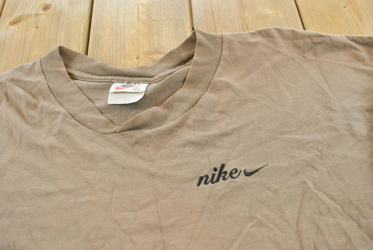 Vintage 1990s Nike Embroidered Mini Swoosh Spellout Logo Long Sleeve Shirt Men's 2XL