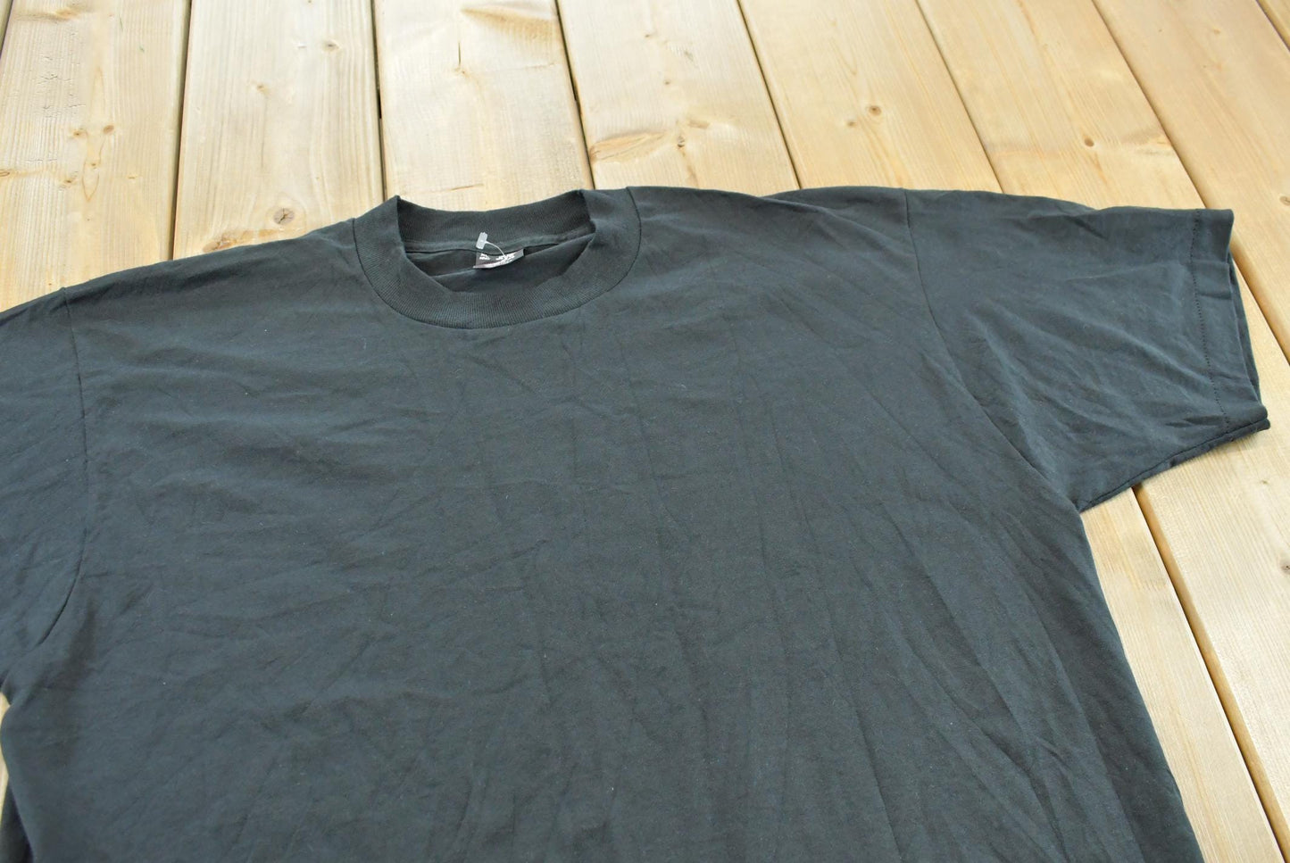 Vintage 1990s Blank Black T-Shirt Men's XL