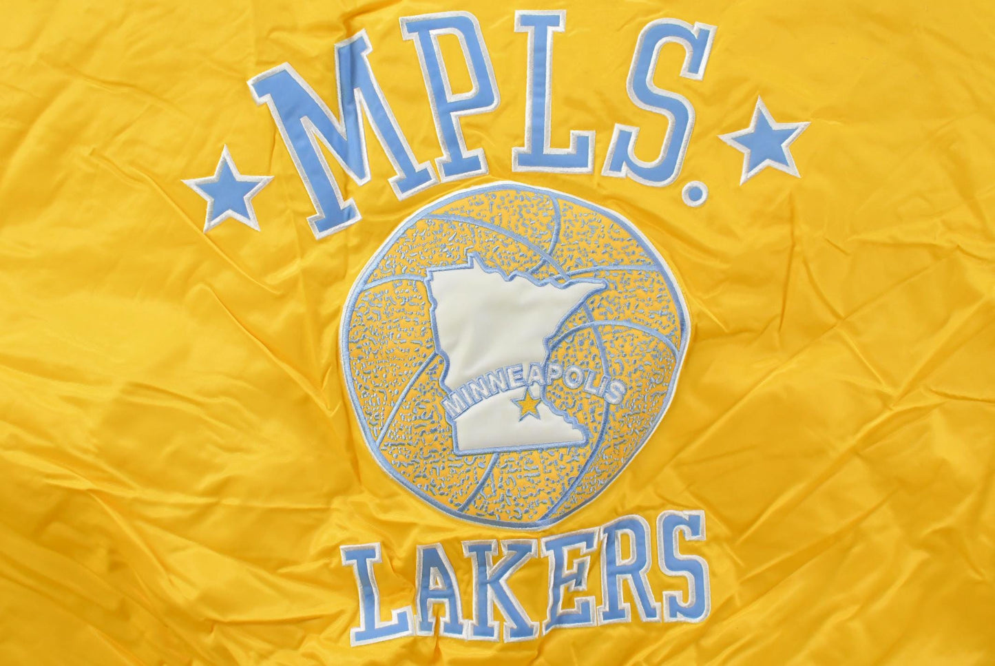 Vintage Y2K DEADSTOCK Minneapolis Lakers NBA Hardwood Classics Basketball Snap On Button Satin Jacket Mens 2XL