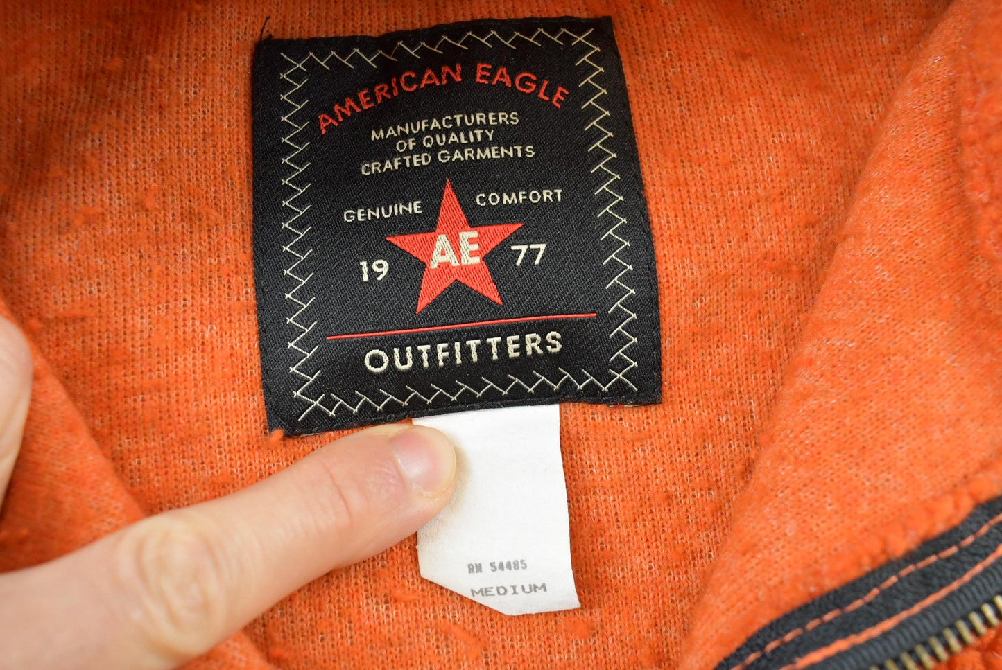 Vintage 1990s American Eagle Quarter Zip Orange Deep Pile Fleece Sweater Mens L