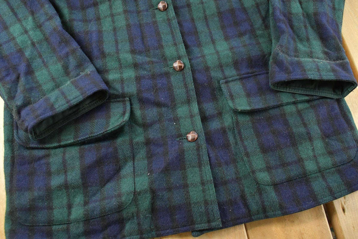 Vintage 1990s Colebrook Wool Cotton Plaid Reversible Coat Jacket Women's 1X