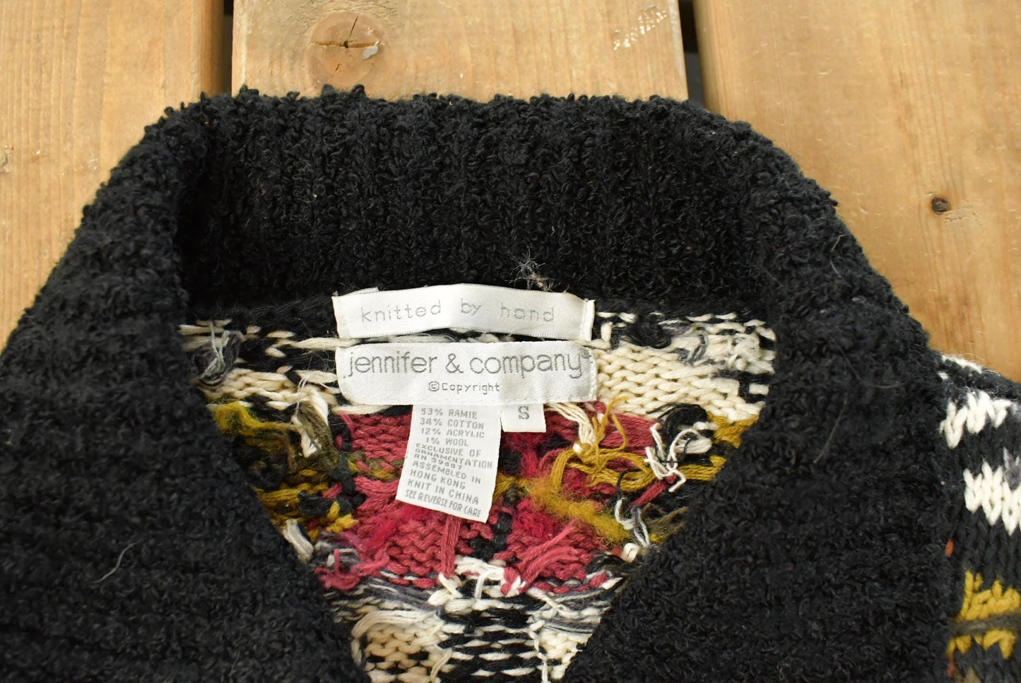 Vintage 1990s Jennifer & Company Hand Knit Floral Cardigan Sweater Women's S