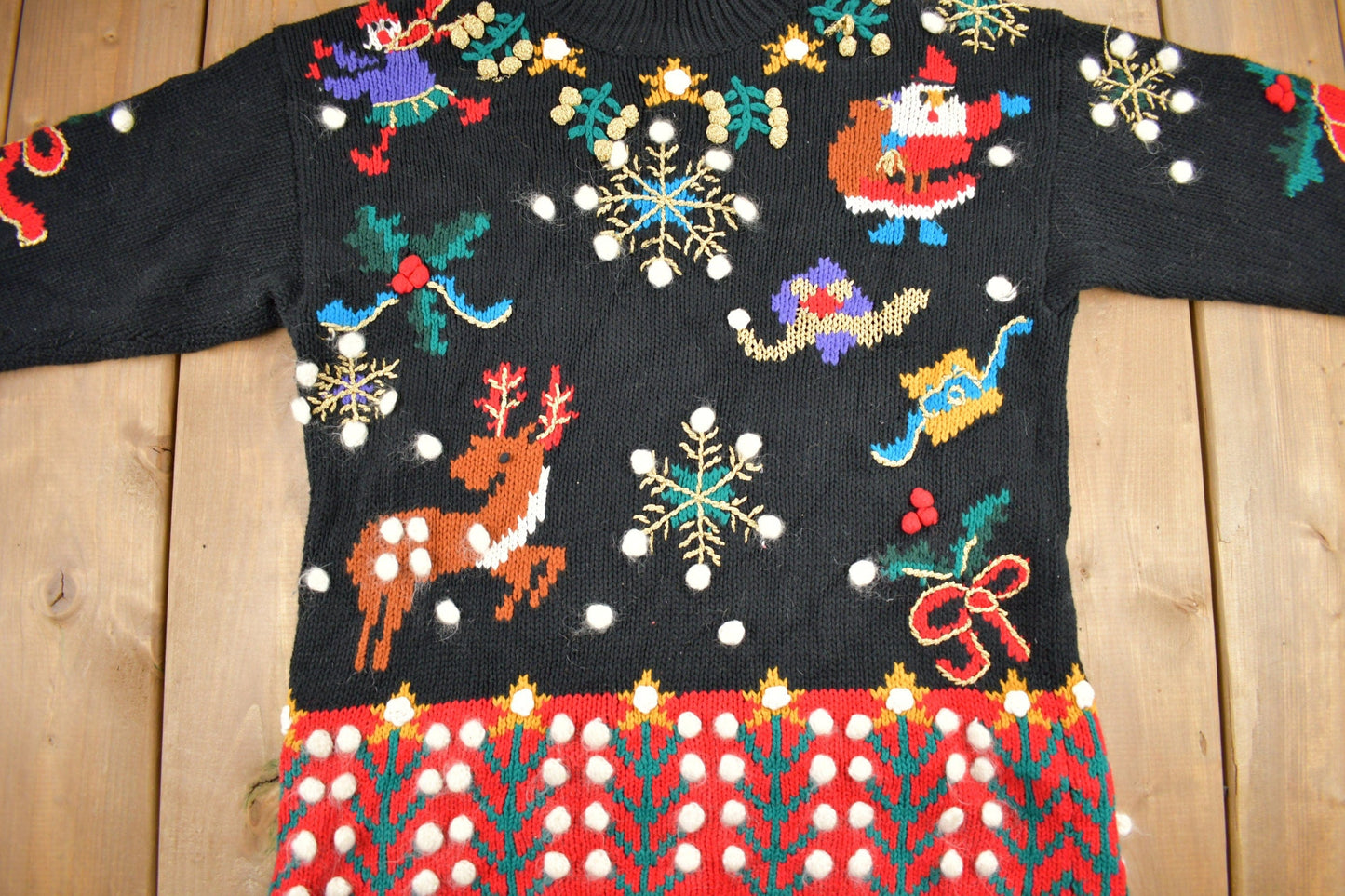 Vintage 1990s Santa Christmas Theme Knitted Sweater Men's Medium
