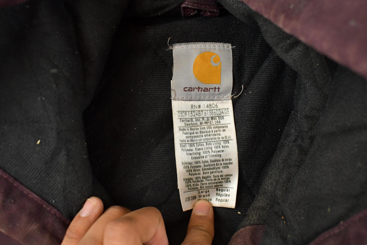 Vintage 2000s Carhartt Plum Canvas Hooded Jacket Men's L