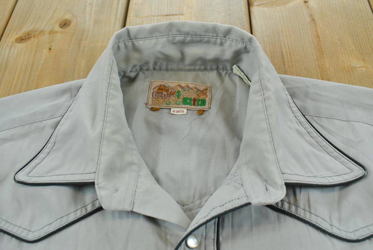 Vintage 1980s ATB Western Shirt Pearl Snap Button Up Shirt Men's L